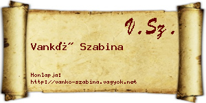 Vankó Szabina névjegykártya